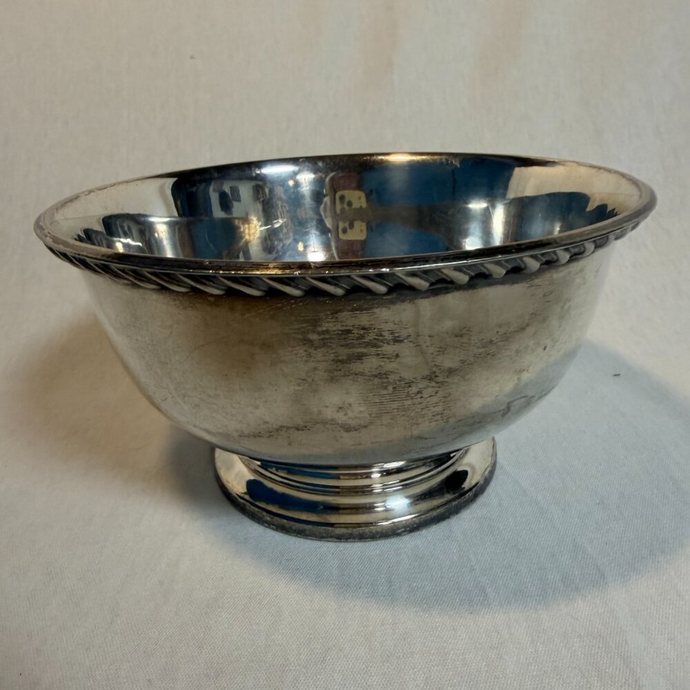 Cooper Bros Sheffield Silverplate Bowl Vintage England Rope Edge Pedestal - Picture 3 of 7